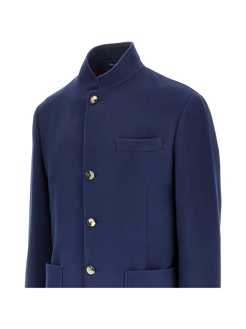 BRUNELLO CUCINELLI - Veste Col Mao en Laine Vierge Bleue - Lothaire