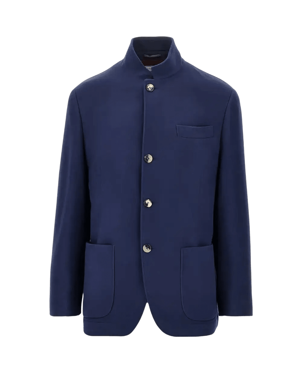 BRUNELLO CUCINELLI - Veste Col Mao en Laine Vierge Bleue - Lothaire