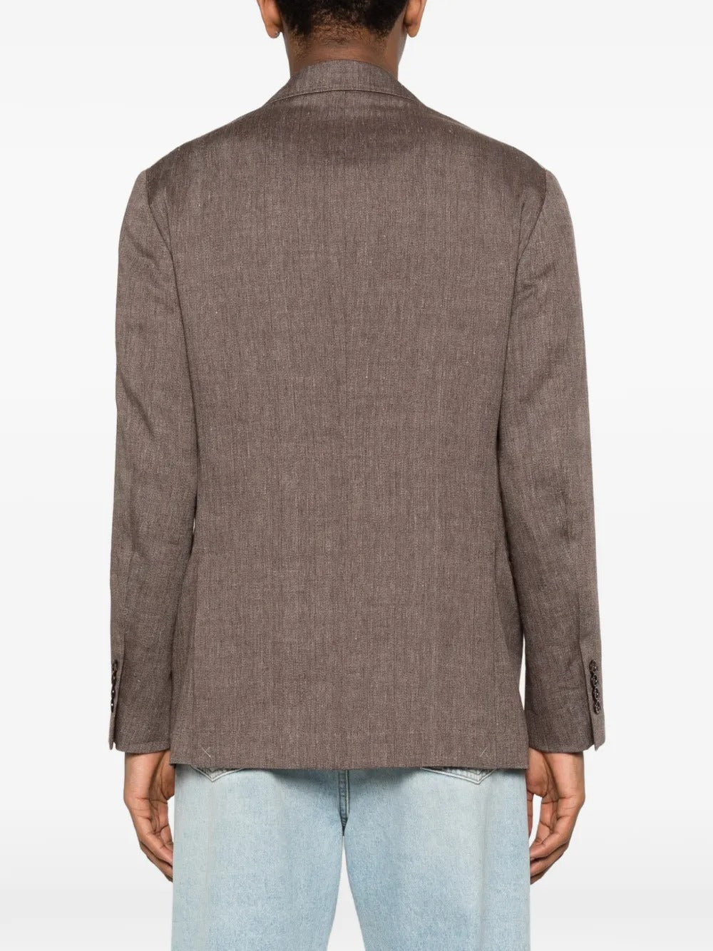 BRUNELLO CUCINELLI - Veste déstructurée en lin et laine vierge motif chevrons marron - Lothaire
