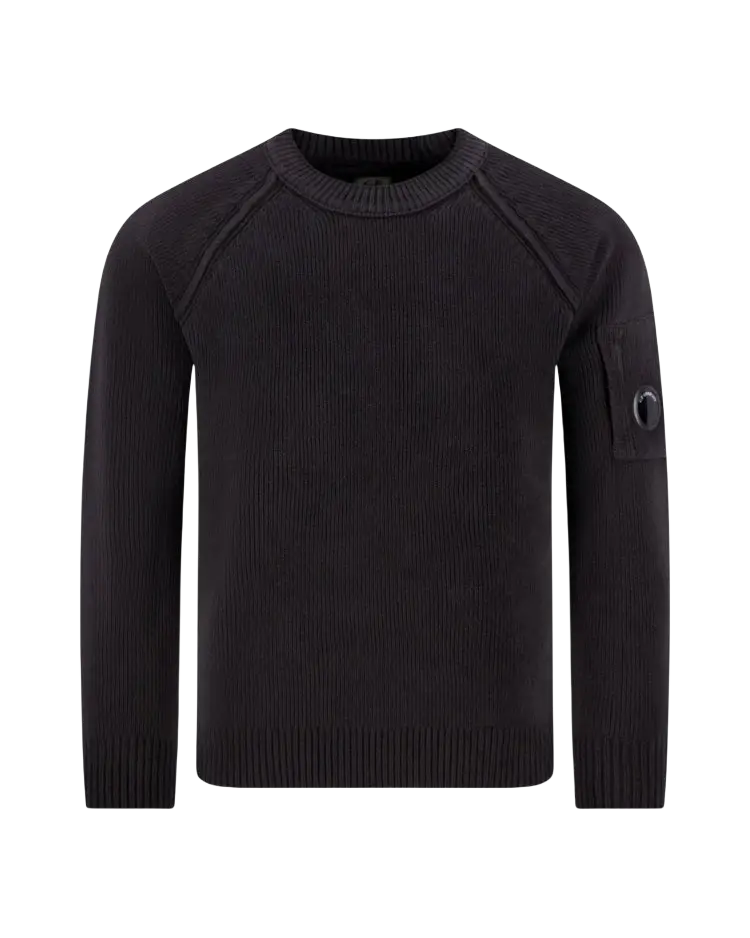 C.P. COMPANY - Pull Lens en coton chenille Noir