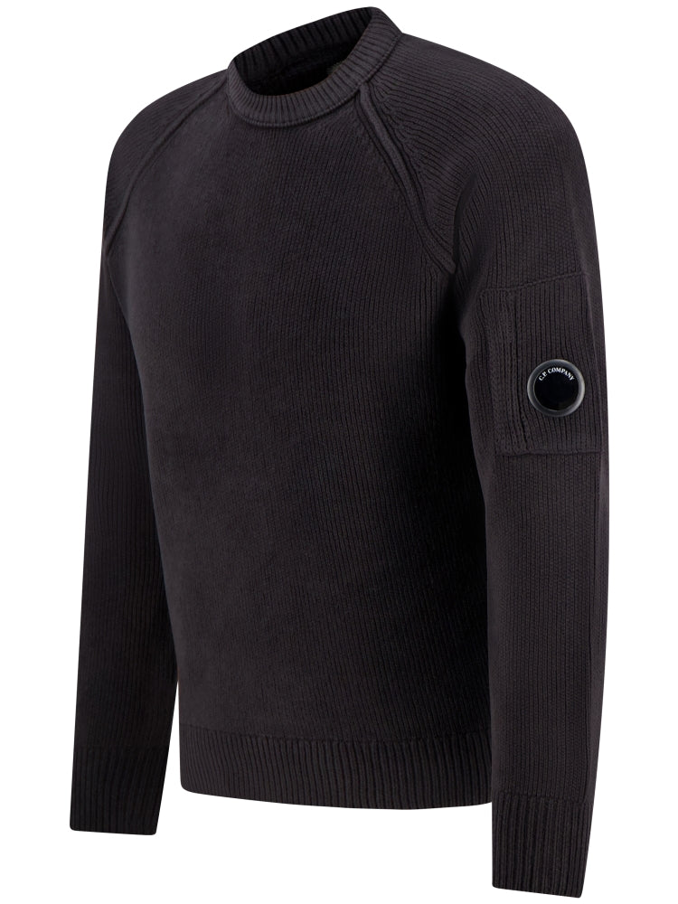 C.P. COMPANY - Pull Lens en coton chenille Noir