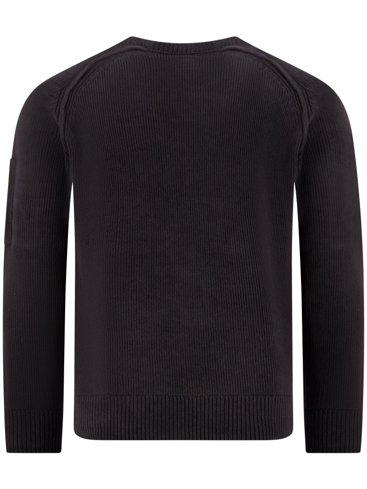 C.P. COMPANY - Pull Lens en coton chenille Noir