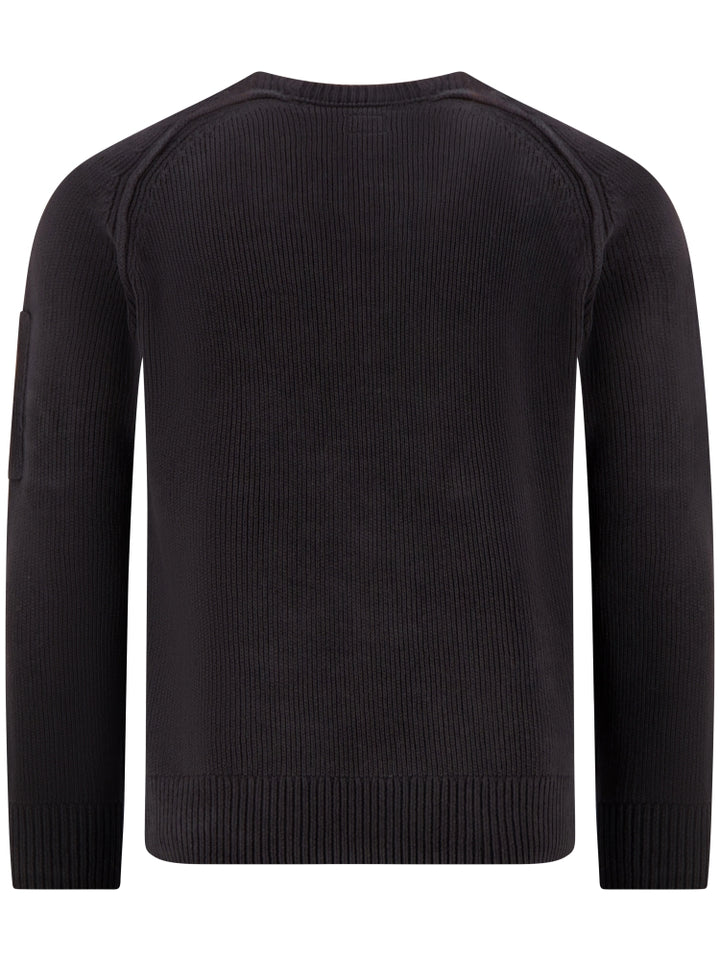 C.P. COMPANY - Pull Lens en coton chenille Noir
