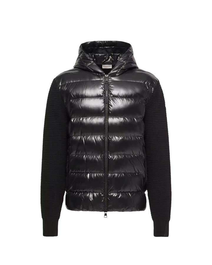 MONCLER - Cardigan matelassé zippé en laine et cachemire Noir
