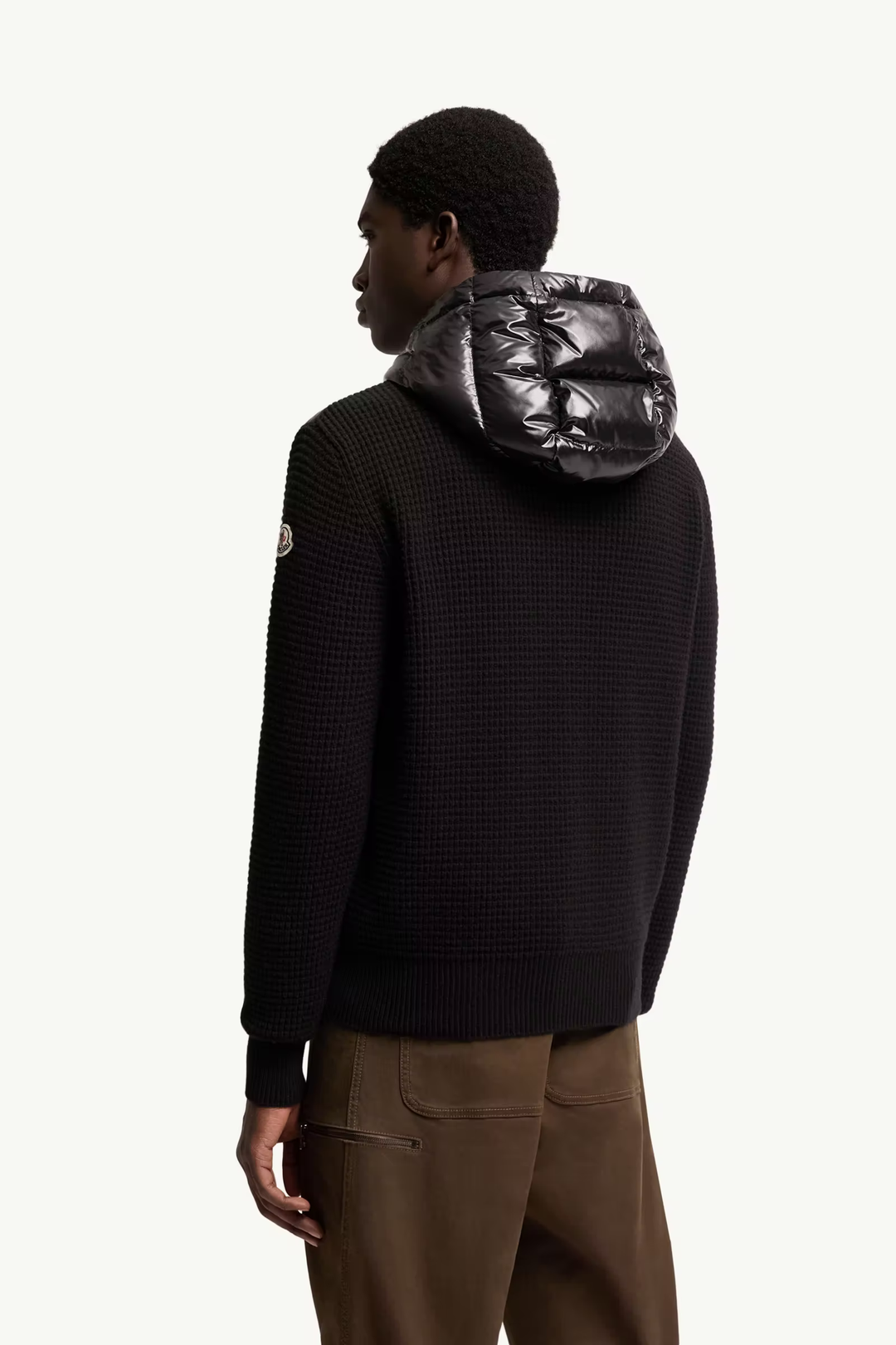 MONCLER - Cardigan matelassé zippé en laine et cachemire Noir