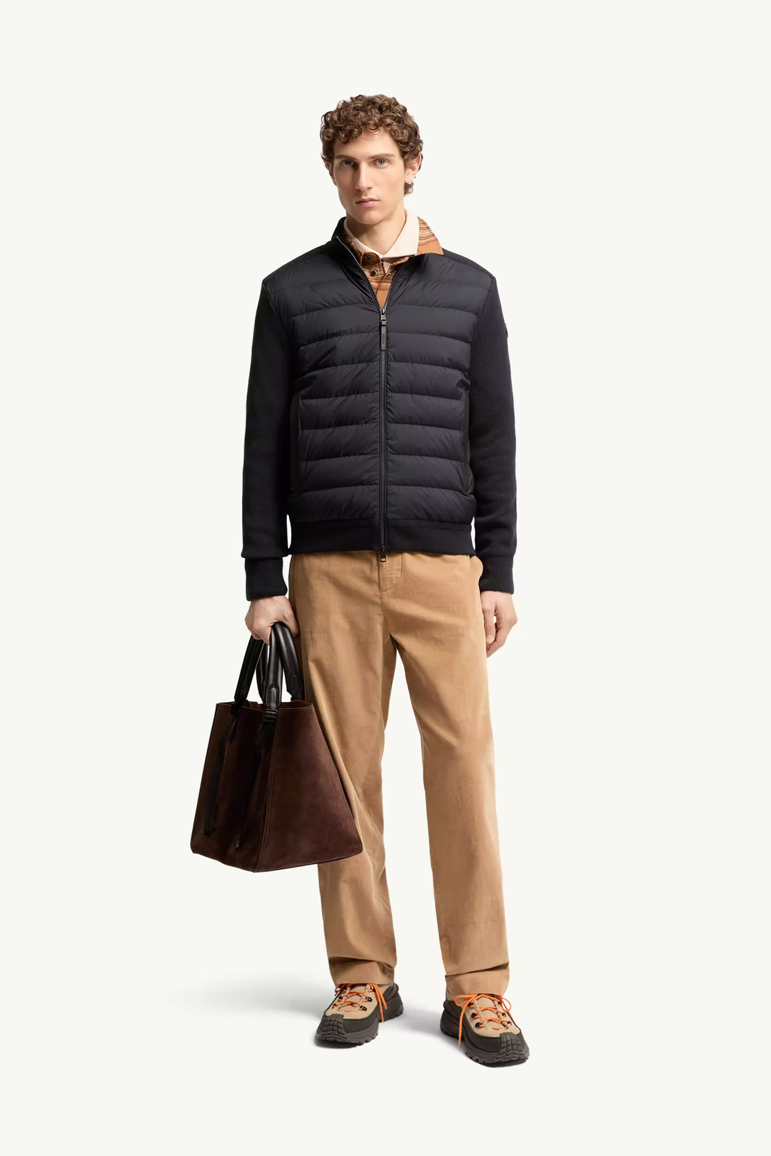 MONCLER - Cardigan zippé matelassé en laine et cachemire Bleu marine