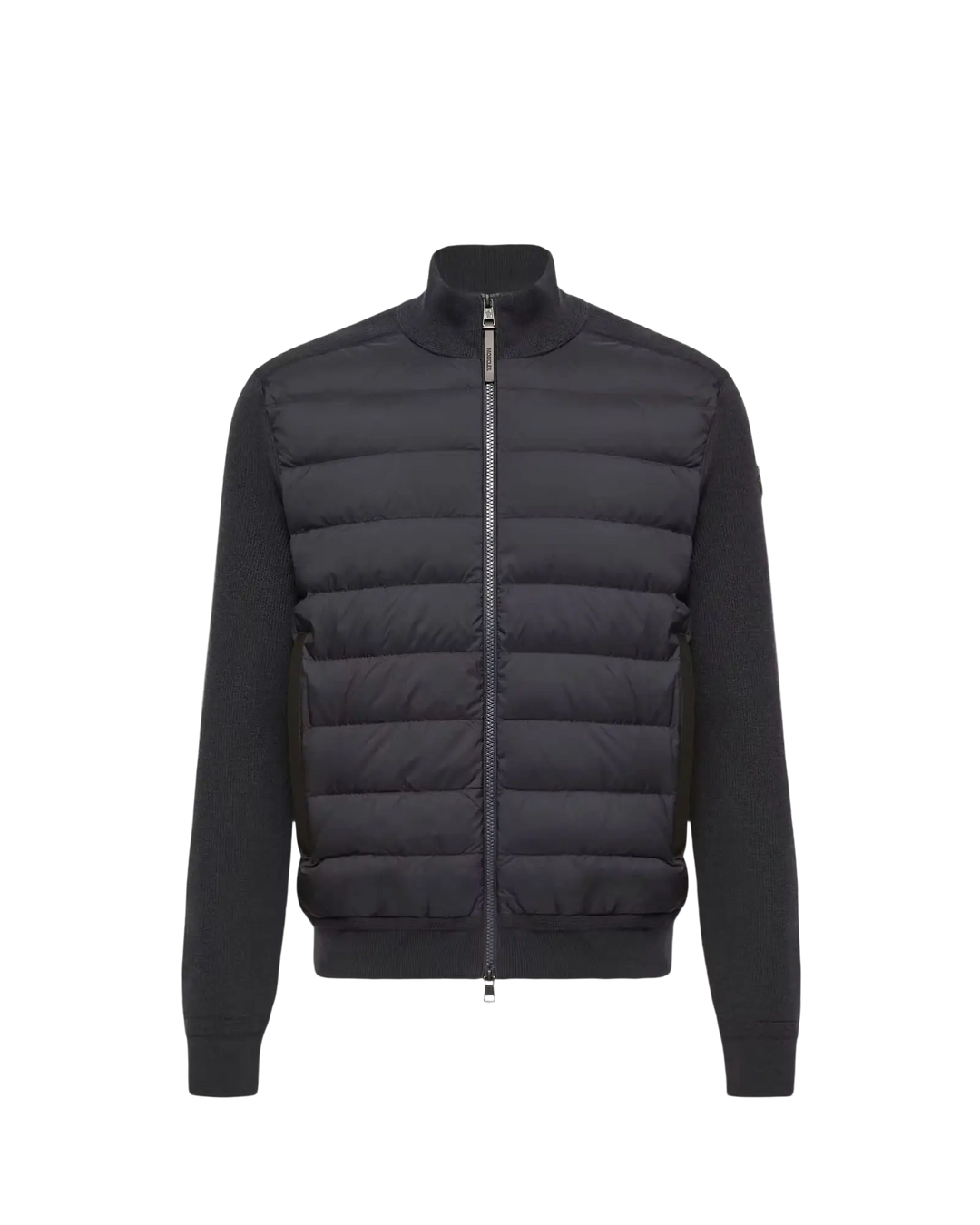 MONCLER - Cardigan zippé matelassé en laine et cachemire Bleu marine