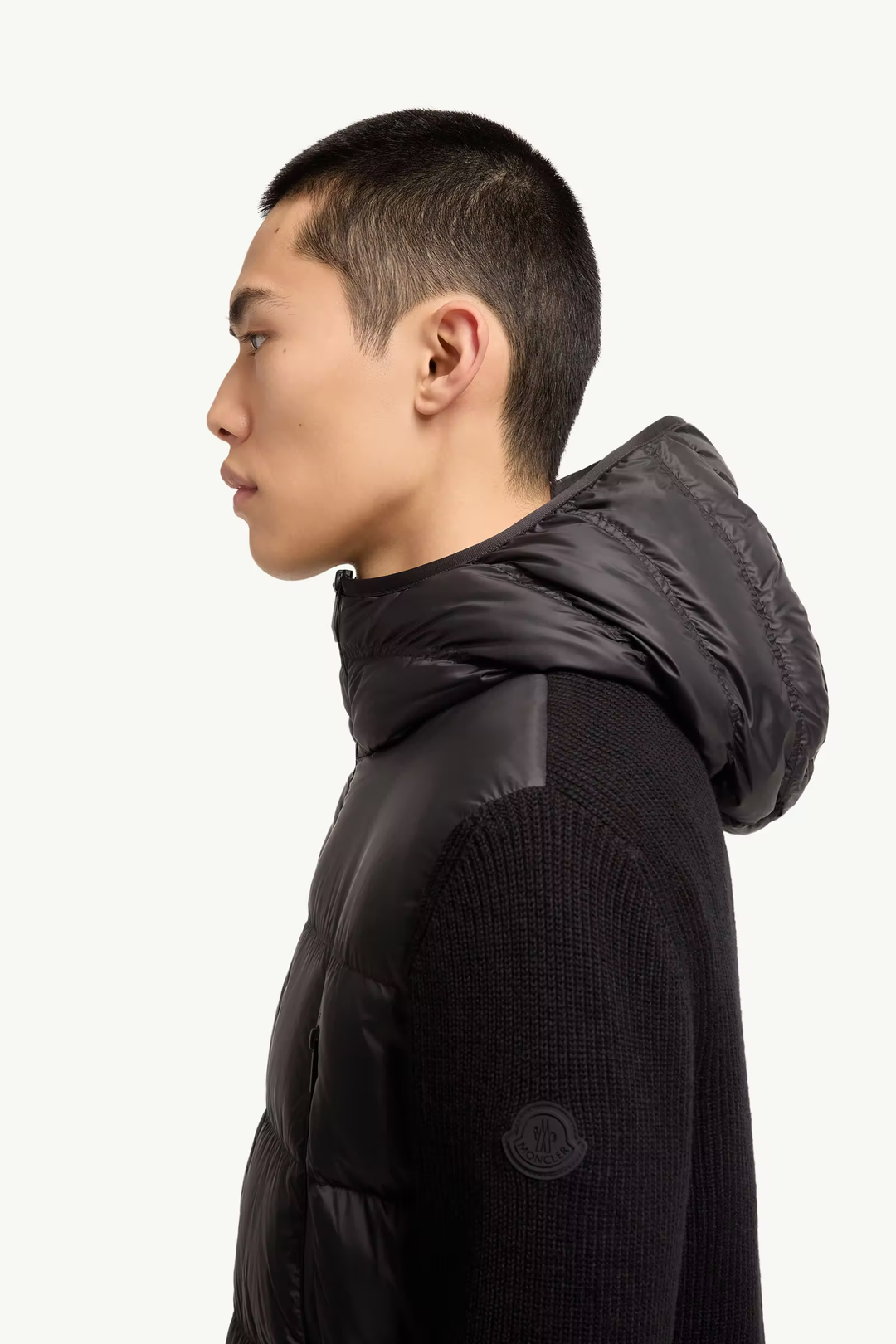 MONCLER - Cardigan zippé matelassé en laine Noir