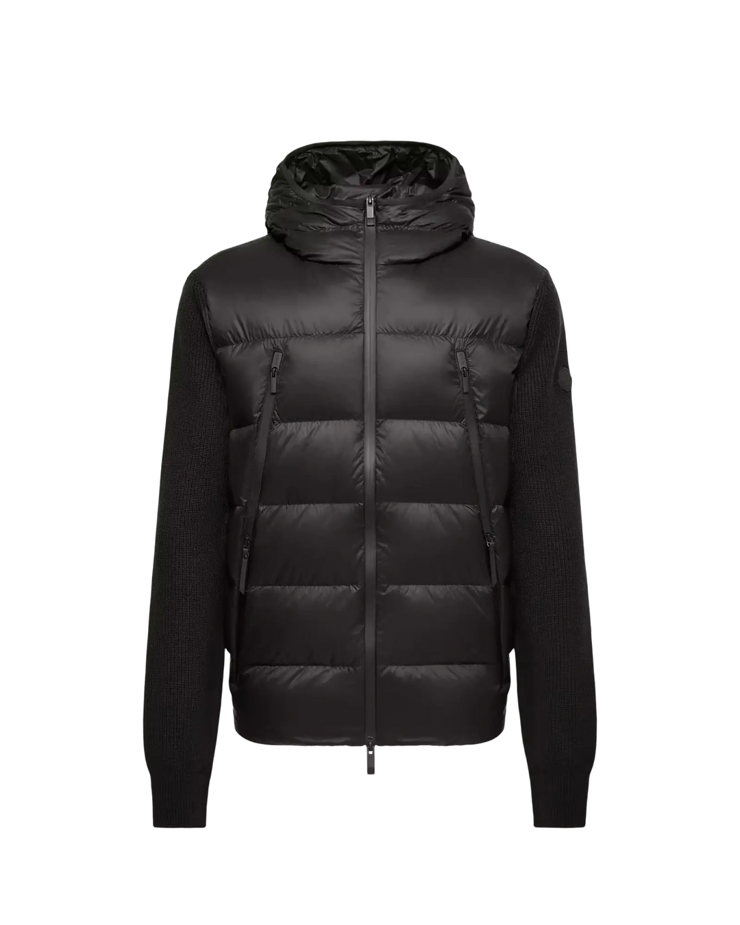 MONCLER - Cardigan zippé matelassé en laine Noir
