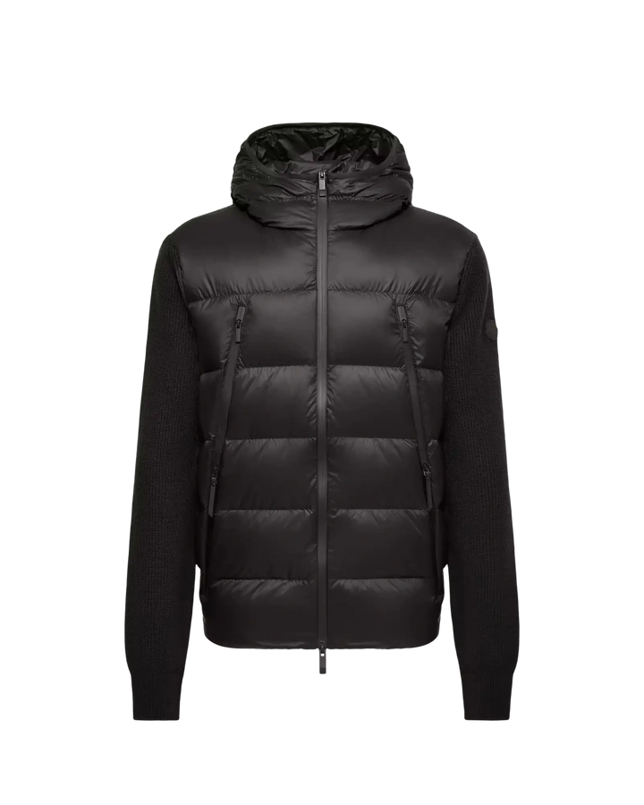 MONCLER - Cardigan zippé matelassé en laine Noir