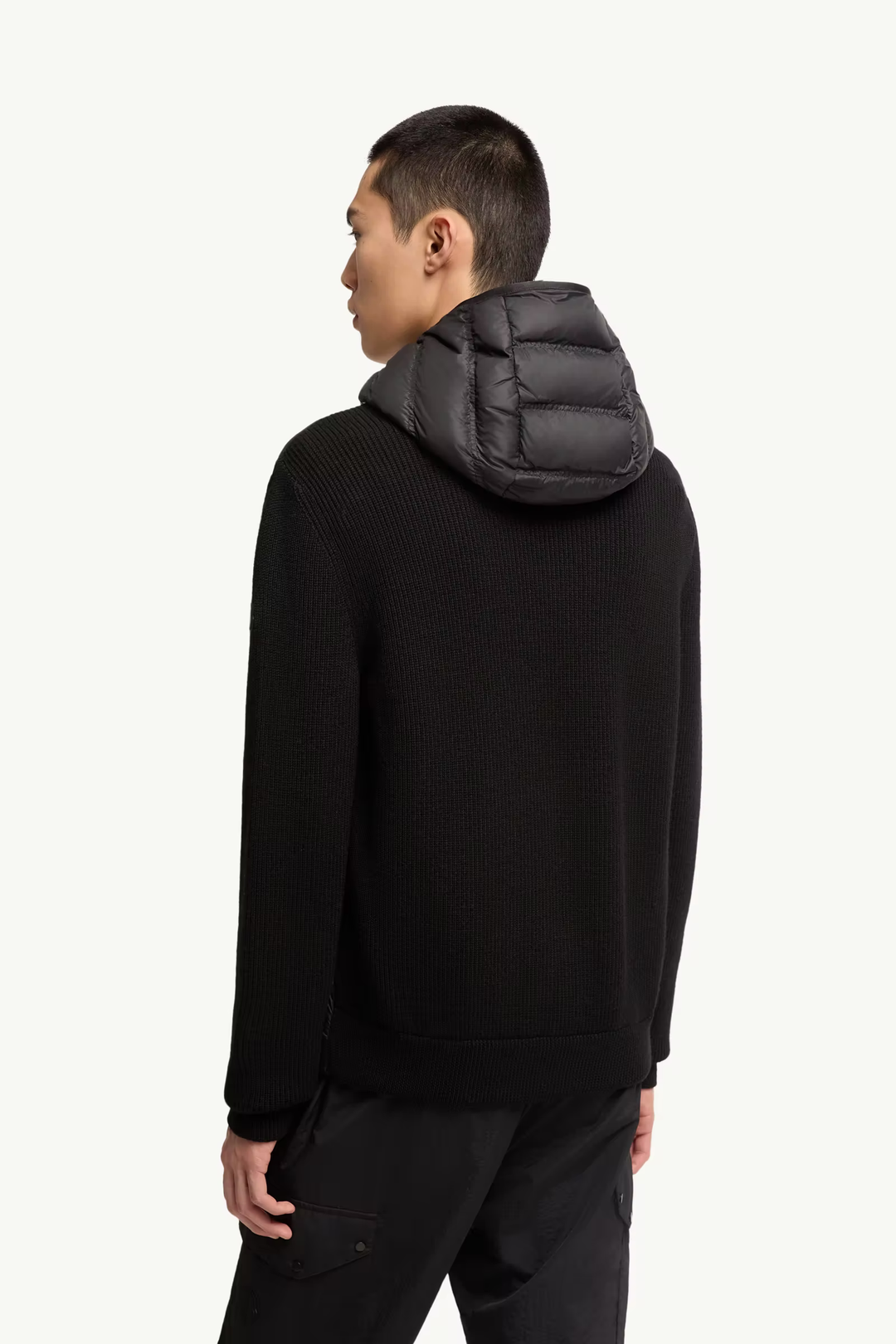 MONCLER - Cardigan zippé matelassé en laine Noir