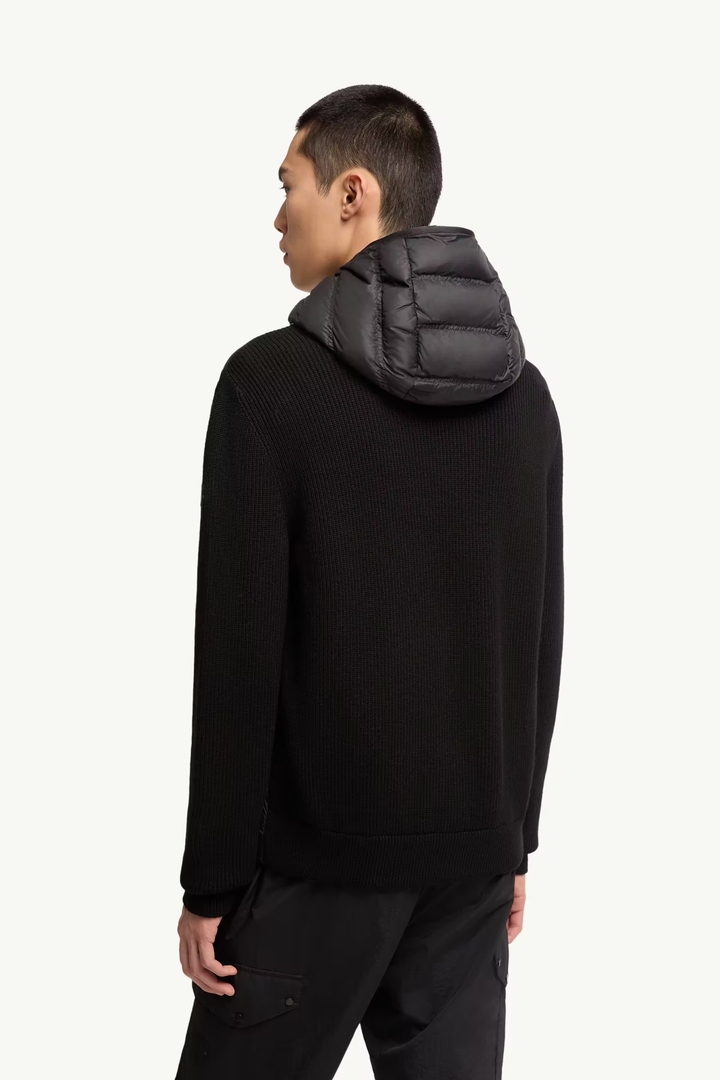 MONCLER - Cardigan zippé matelassé en laine Noir