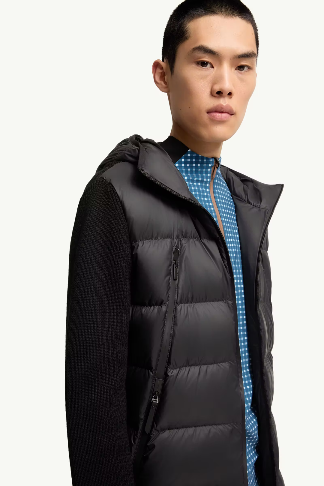 MONCLER - Cardigan zippé matelassé en laine Noir