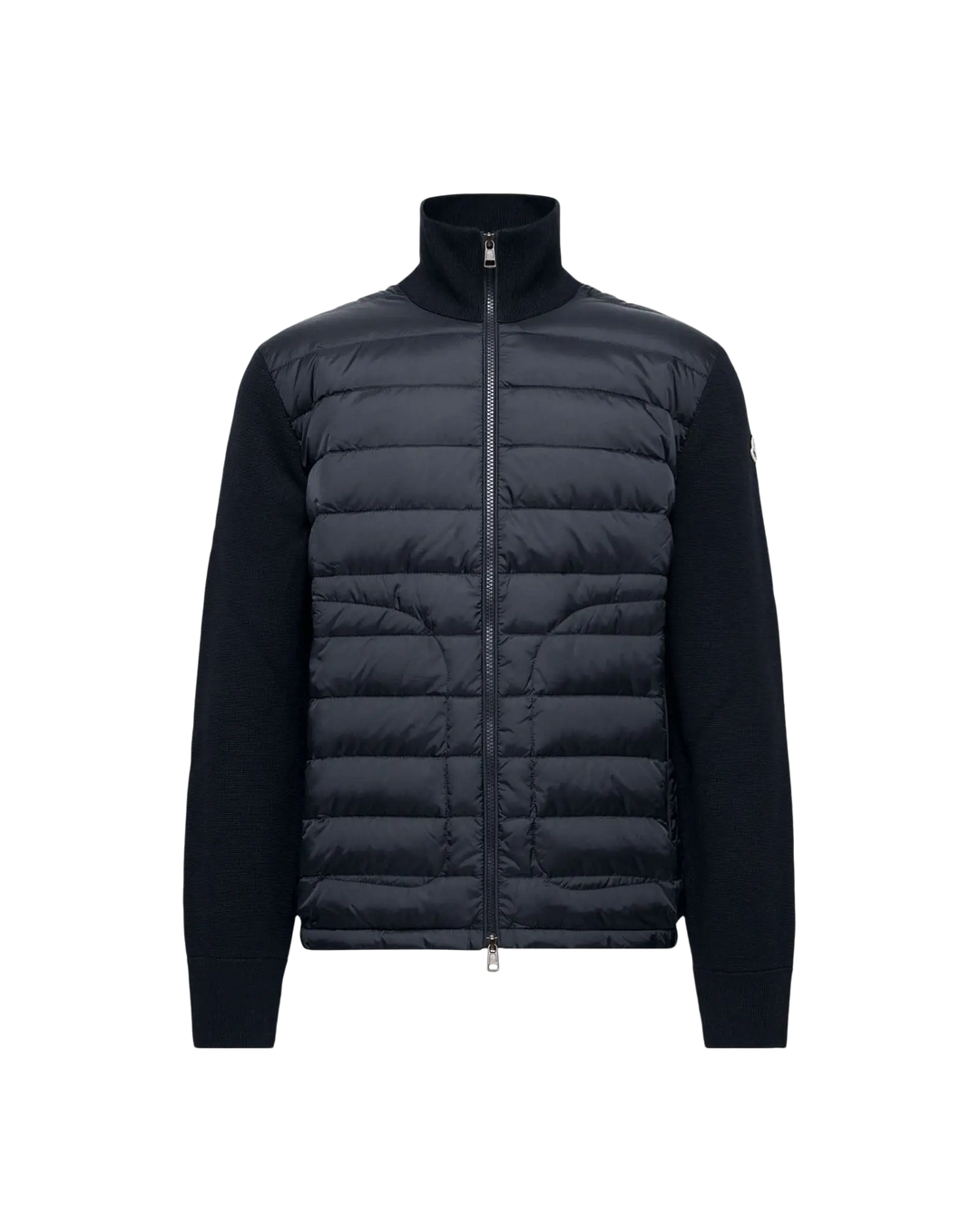 MONCLER – Cardigan zippé matelassé Bleu marine