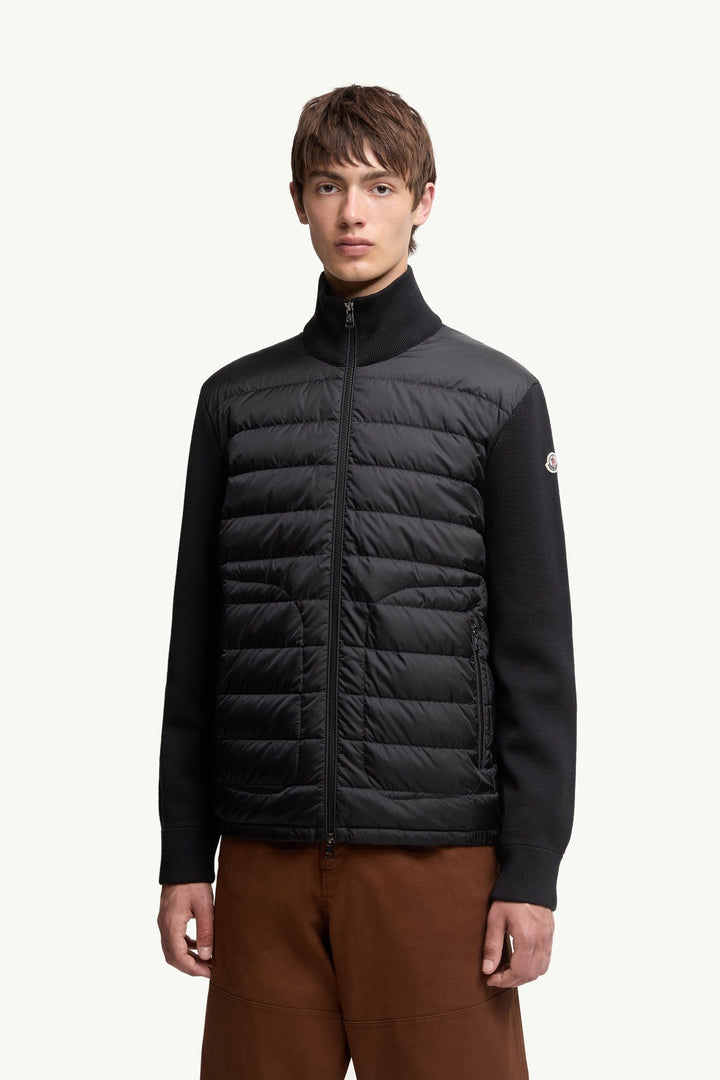 MONCLER – Cardigan zippé matelassé Noir