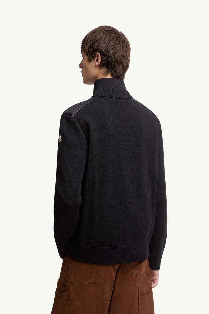 MONCLER – Cardigan zippé matelassé Noir