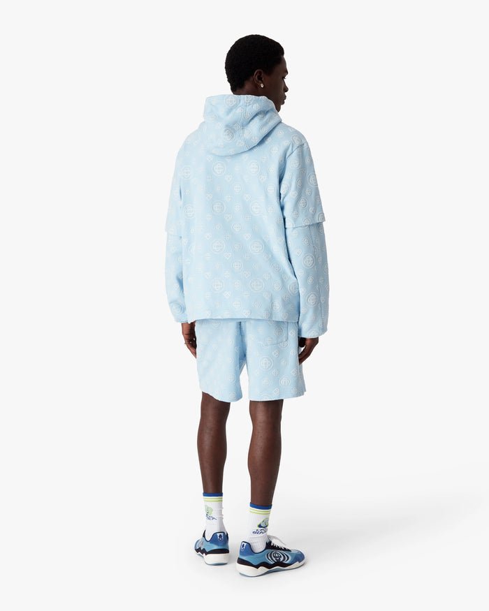 CASABLANCA - Applique Monogram Sweatshorts Bleu - Lothaire