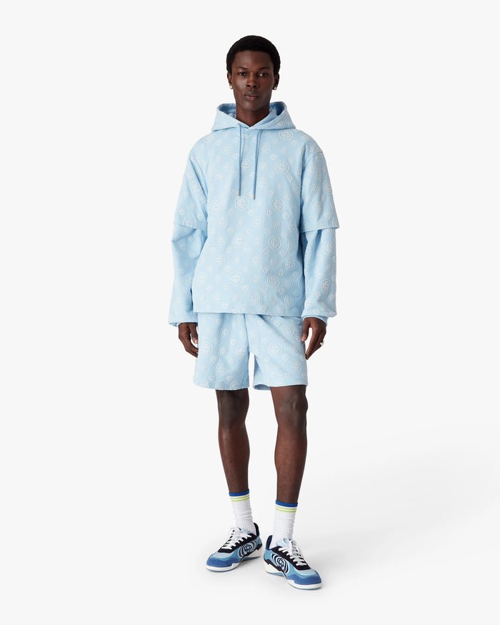 CASABLANCA - Applique Monogram Sweatshorts Bleu - Lothaire