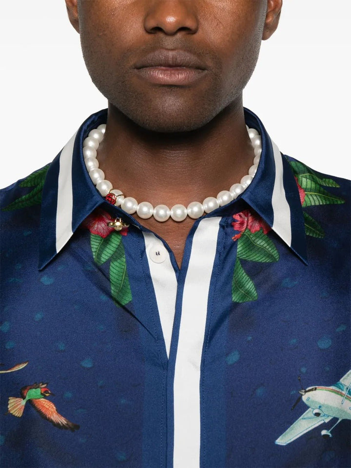 CASABLANCA - Chemise à Boutonnière sur le Devant Bleu Nuit - Lothaire