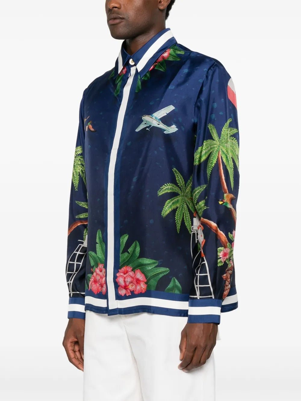 CASABLANCA - Chemise à Boutonnière sur le Devant Bleu Nuit - Lothaire