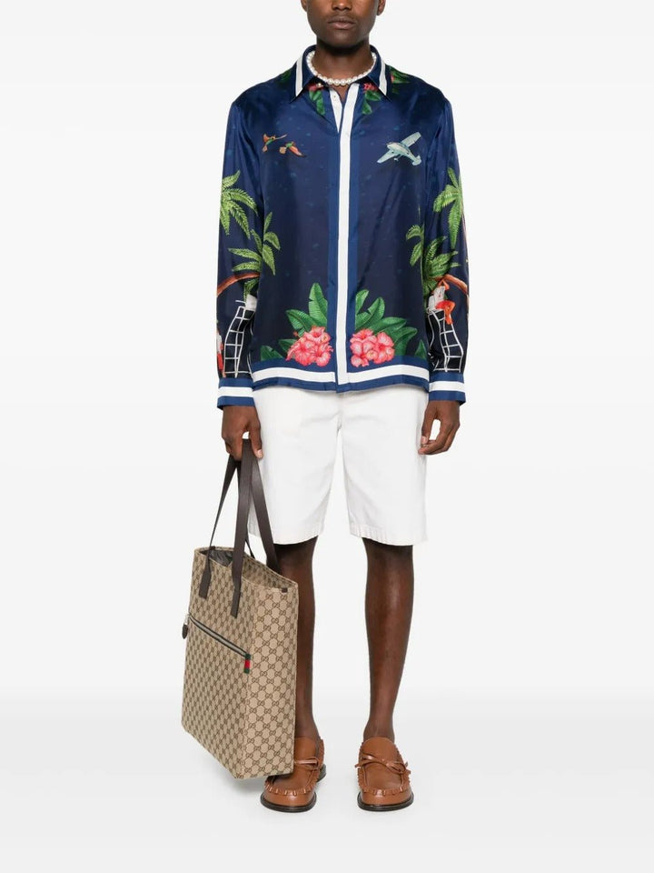 CASABLANCA - Chemise à Boutonnière sur le Devant Bleu Nuit - Lothaire