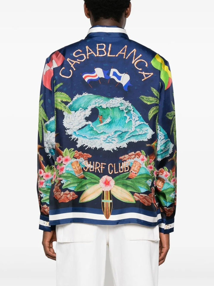 CASABLANCA - Chemise à Boutonnière sur le Devant Bleu Nuit - Lothaire