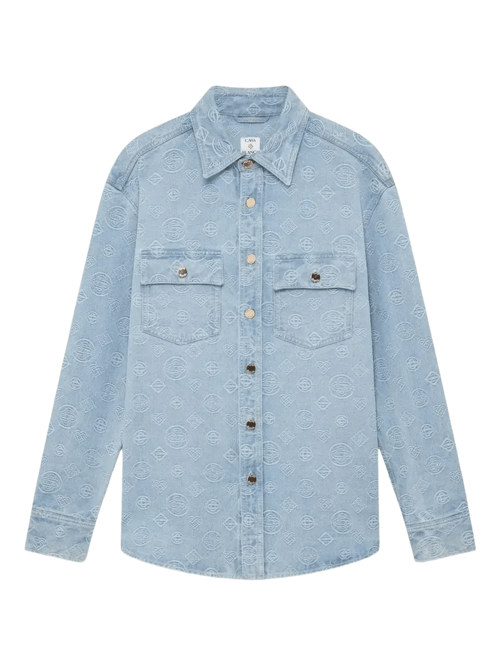 CASABLANCA - chemise à motif monogrammé brodé denim bleu - Lothaire