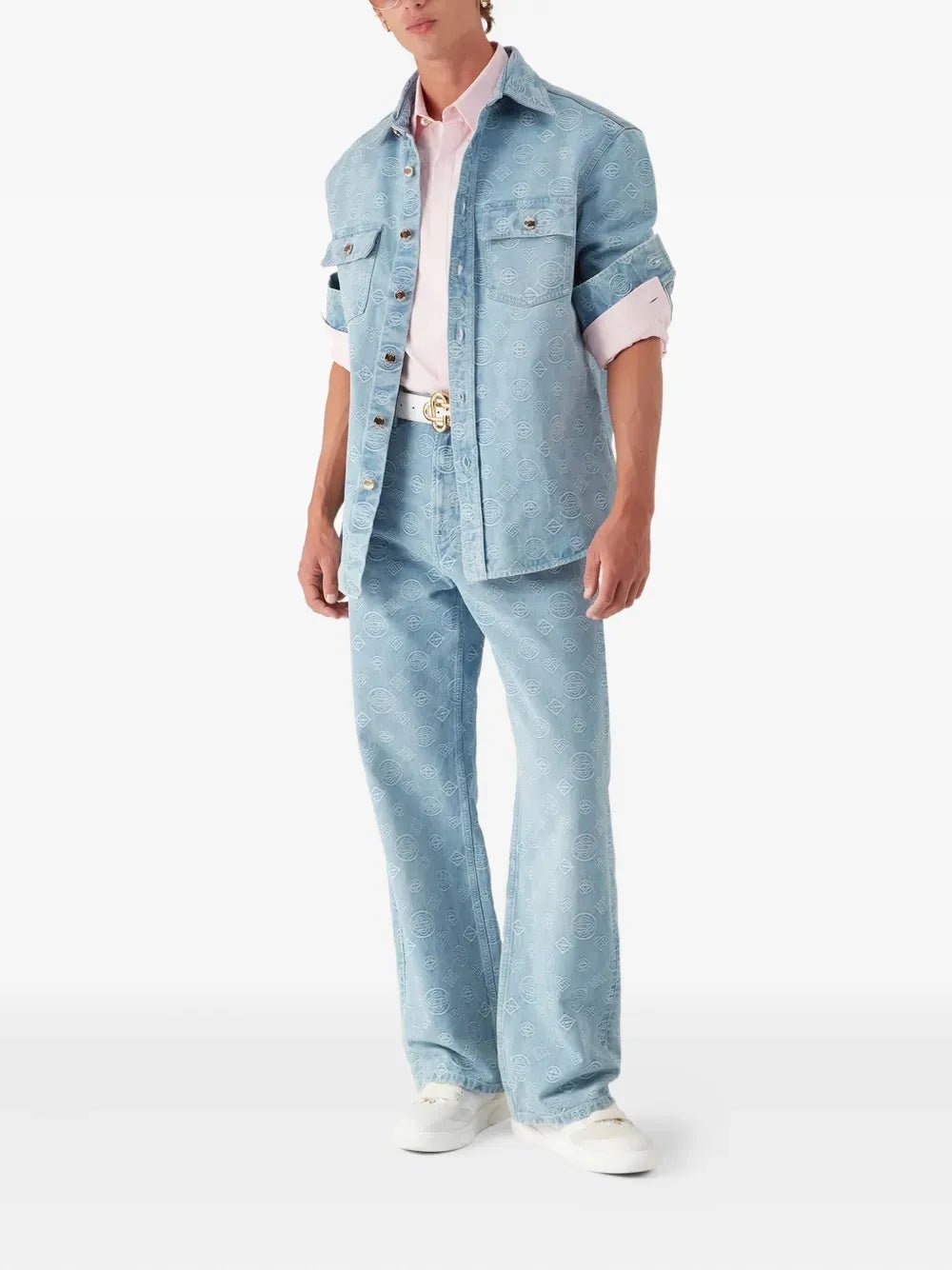 CASABLANCA - chemise à motif monogrammé brodé denim bleu - Lothaire