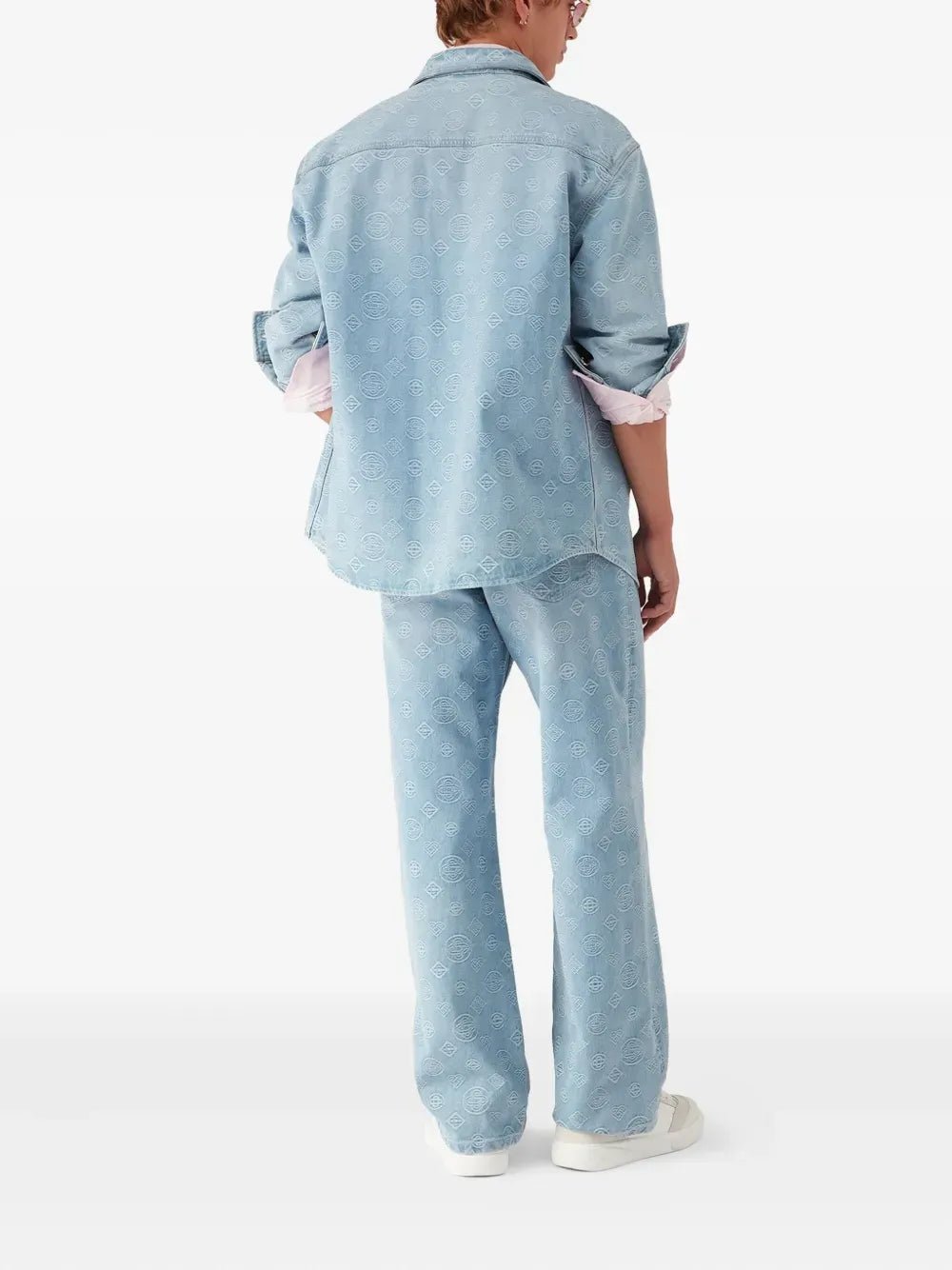 CASABLANCA - chemise à motif monogrammé brodé denim bleu - Lothaire