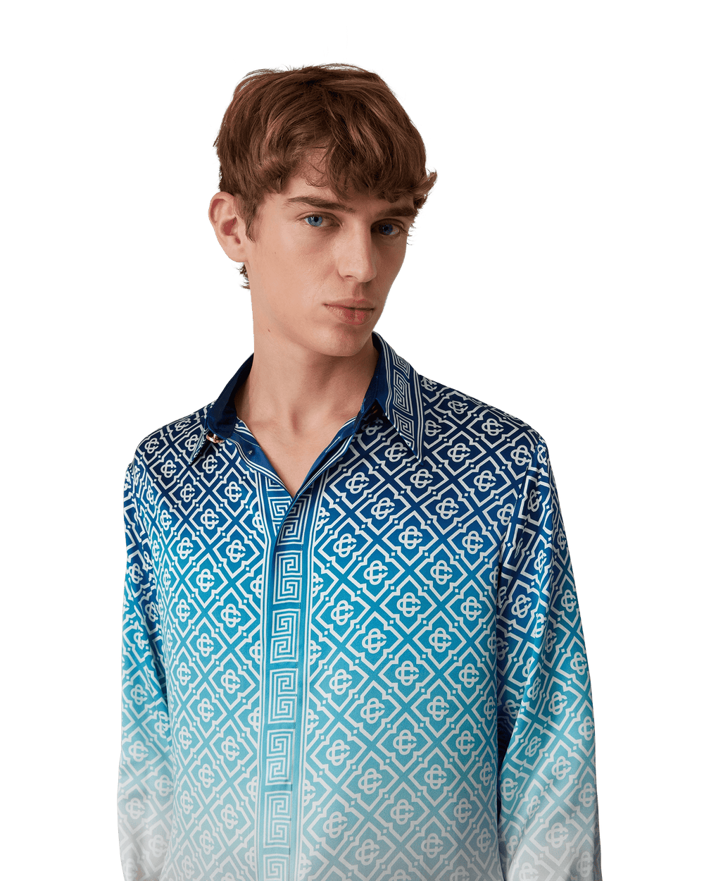 CASABLANCA - CHEMISE EN SOIE À DÉGRADÉ JACQUARD Bleu - Lothaire