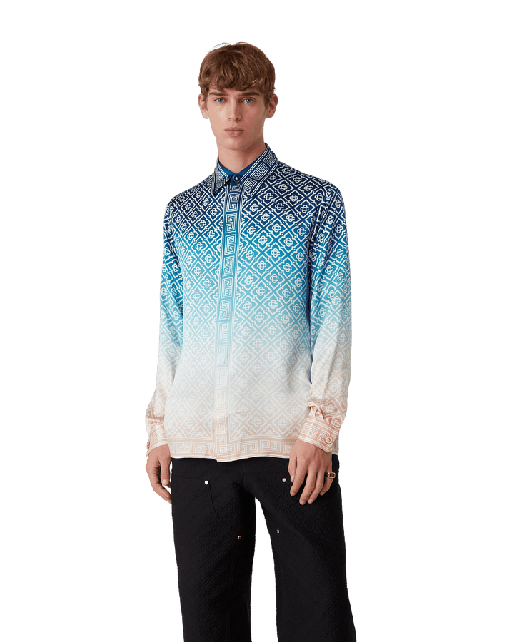 CASABLANCA - CHEMISE EN SOIE À DÉGRADÉ JACQUARD Bleu - Lothaire