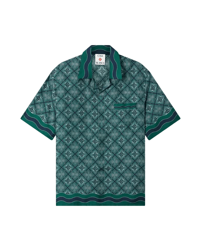 CASABLANCA - Chemise en Soie Monogramme Radiating Vert Foncé - Lothaire