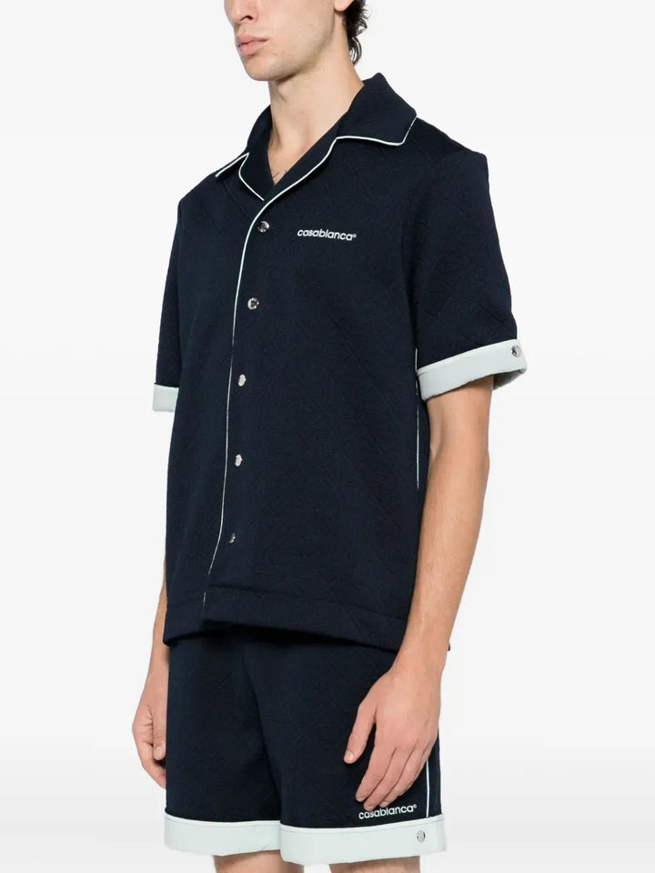 CASABLANCA - Chemise texturée à logo bleu marine - Lothaire