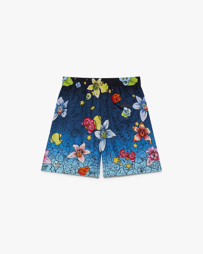 CASABLANCA - Collage D'Icones Graphiques Silk Shorts Bleu - Lothaire