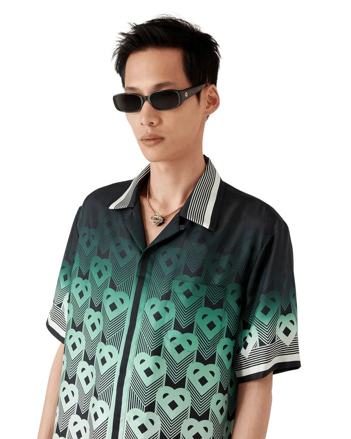 CASABLANCA - Gradient Monogram Short Sleeve Silk Shirt Vert - Lothaire