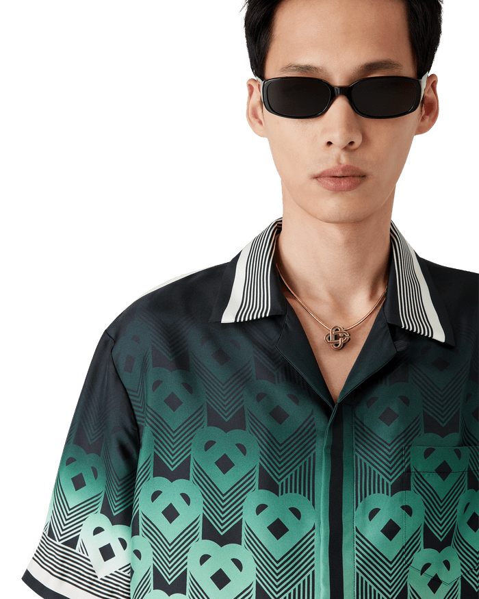 CASABLANCA - Gradient Monogram Short Sleeve Silk Shirt Vert - Lothaire