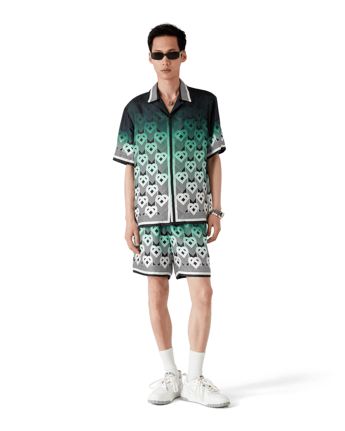 CASABLANCA - Gradient Monogram Short Sleeve Silk Shirt Vert - Lothaire