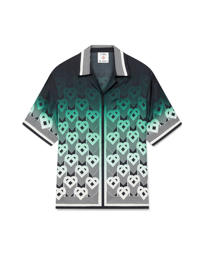 CASABLANCA - Gradient Monogram Short Sleeve Silk Shirt Vert - Lothaire