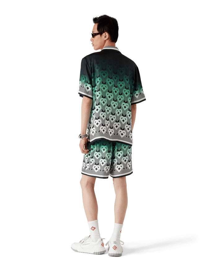 CASABLANCA - Gradient Monogram Short Sleeve Silk Shirt Vert - Lothaire