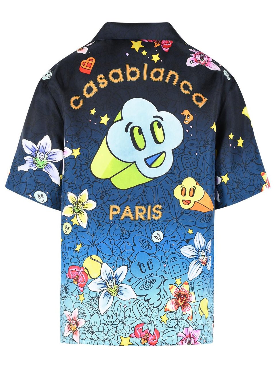 CASABLANCA - 'Graffiti Repeat' Silk Shirt Bleu - Lothaire