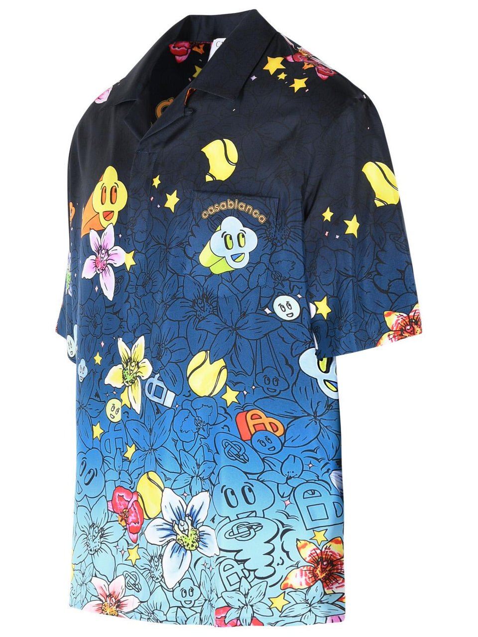 CASABLANCA - 'Graffiti Repeat' Silk Shirt Bleu - Lothaire