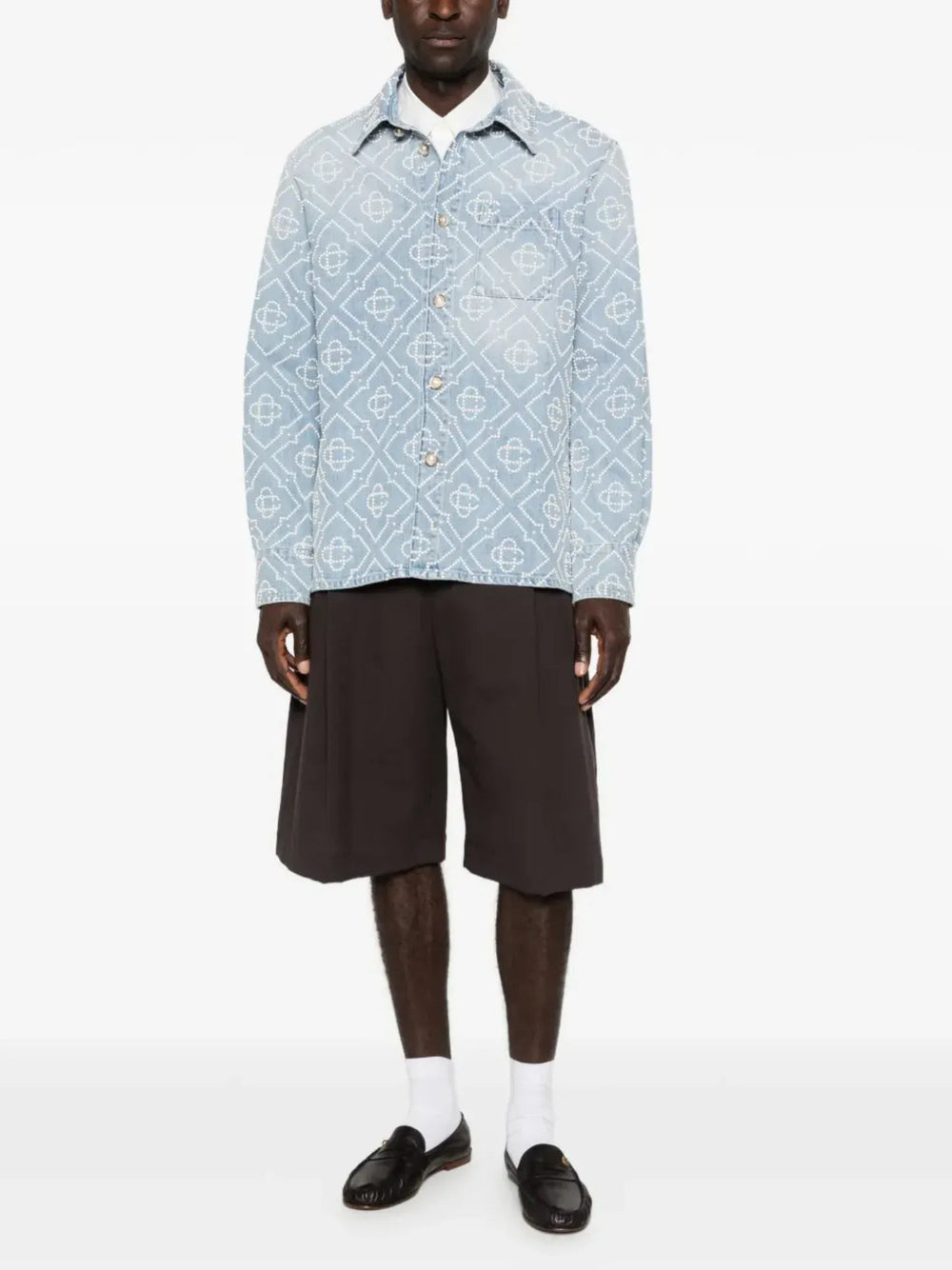 CASABLANCA - Pearl Monogram Denim Shirt Bleu - Lothaire