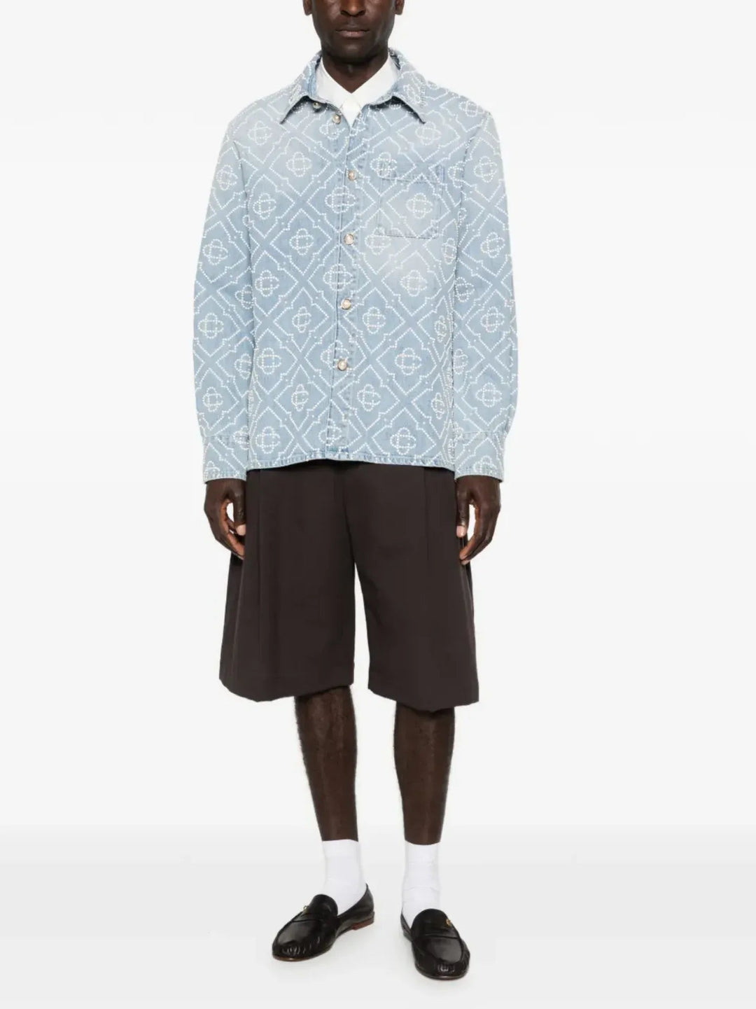 CASABLANCA - Pearl Monogram Denim Shirt Bleu - Lothaire