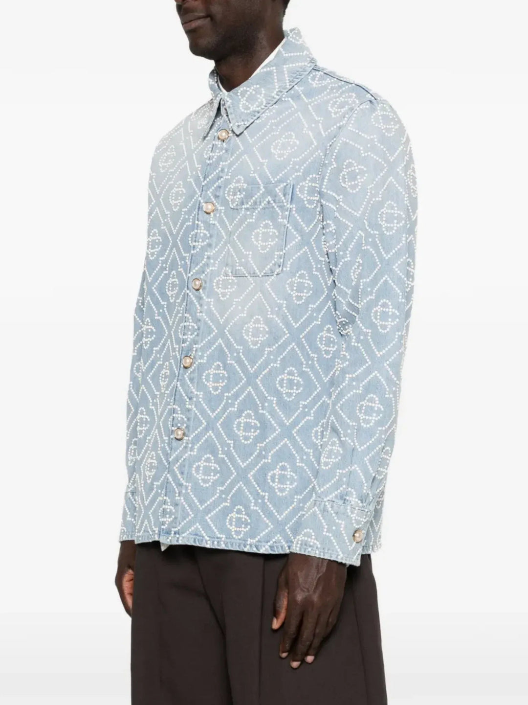CASABLANCA - Pearl Monogram Denim Shirt Bleu - Lothaire