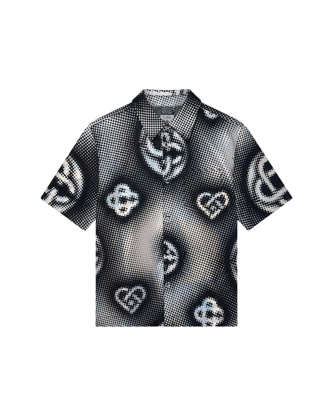 CASABLANCA - Pearlescent Monogram Short Sleeve Denim Shirt Bleu marine / Noir - Lothaire