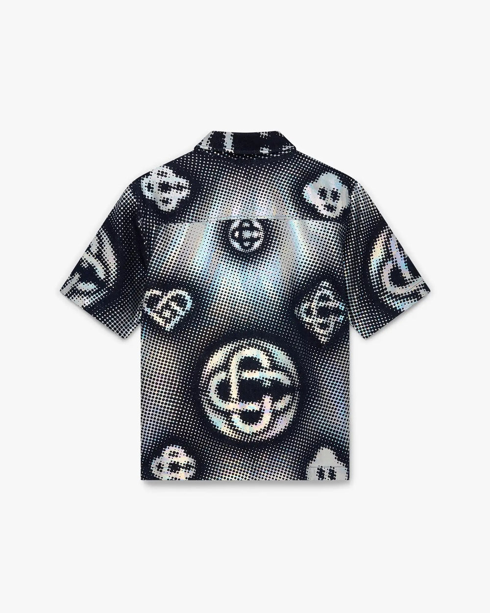 CASABLANCA - Pearlescent Monogram Short Sleeve Denim Shirt Bleu marine / Noir - Lothaire