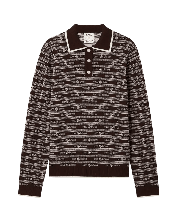 CASABLANCA - Polo en Maille Logo Marron Foncé - Lothaire
