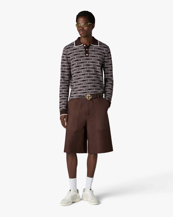 CASABLANCA - Polo en Maille Logo Marron Foncé - Lothaire