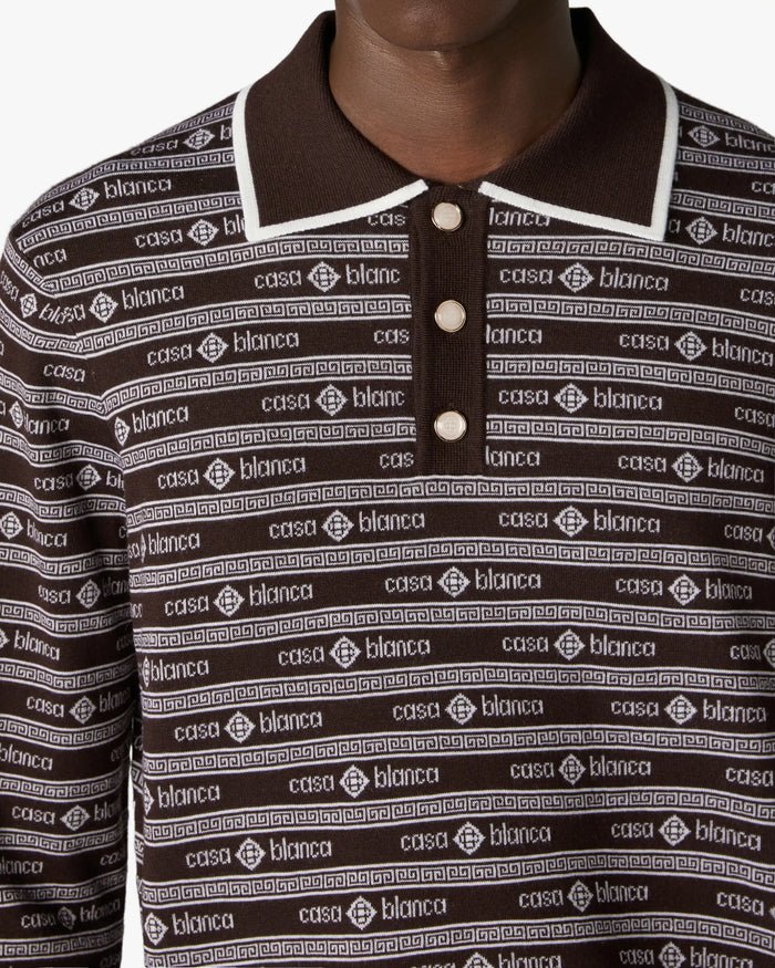 CASABLANCA - Polo en Maille Logo Marron Foncé - Lothaire