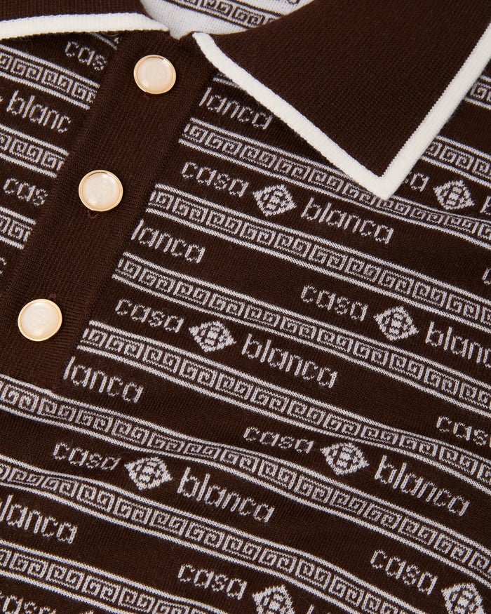 CASABLANCA - Polo en Maille Logo Marron Foncé - Lothaire